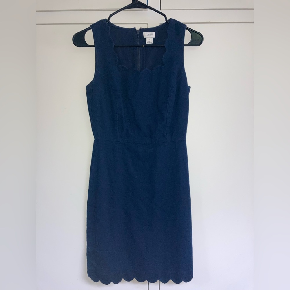 J.Crew Navy Blue Scallop Hem Dress size 00